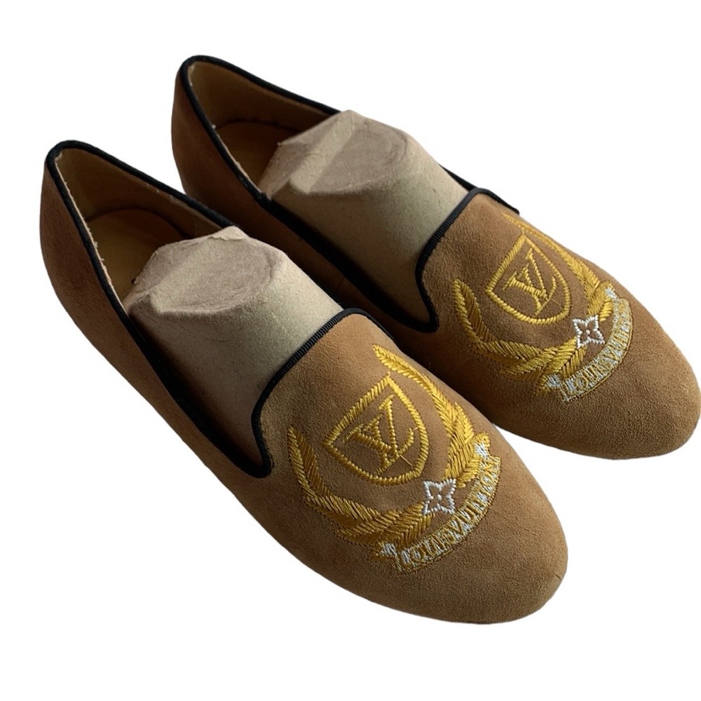 🥿Pre-loved Louis Vuitton Style Velvet Auteuil Logo Smoking Slippers 🥿